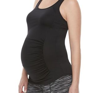 Black Ruched Racerback Maternity Workout Tank Top
